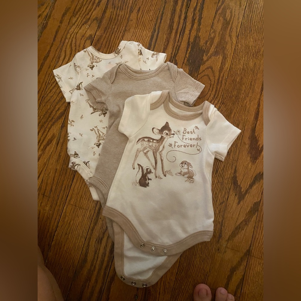 3, gender neutral, Disney themed onesies !